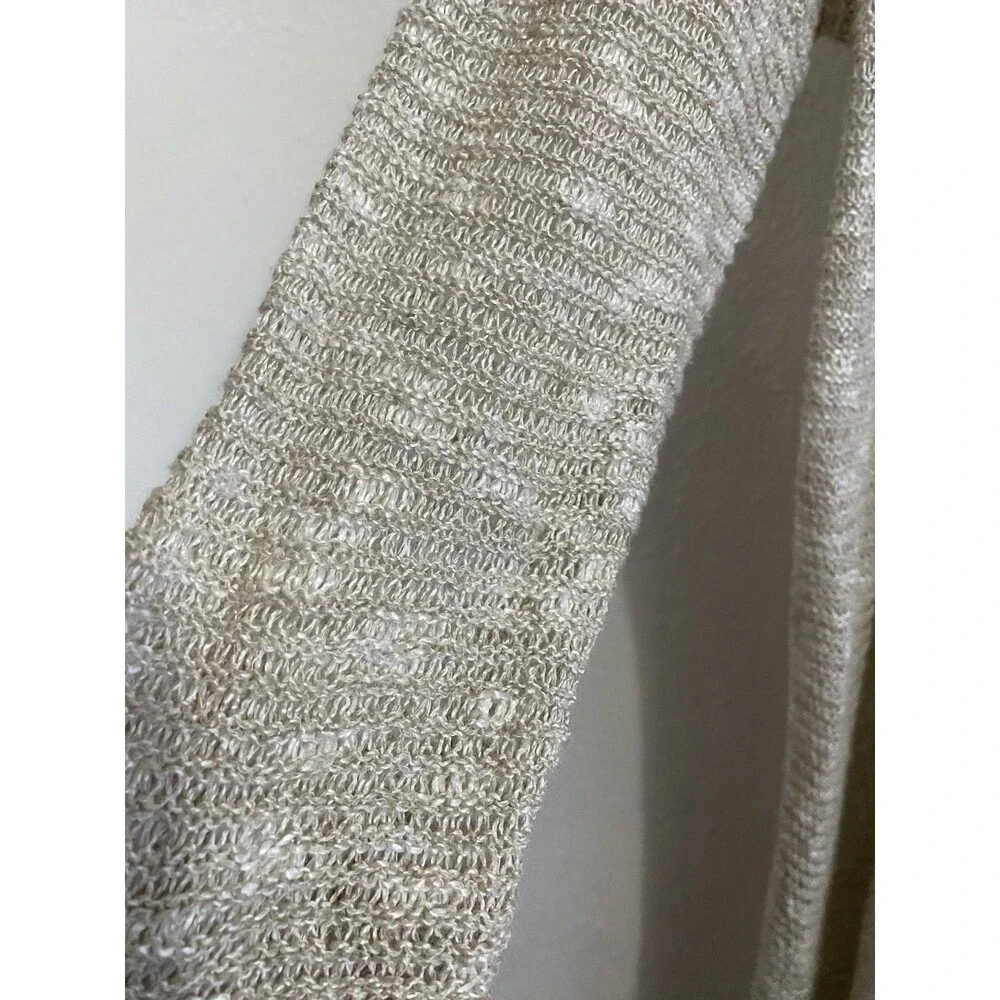 Eileen Fisher L Crochet Long Open Front Cardigan Boho Bohemian Minimalist D25 - Picture 2 of 6